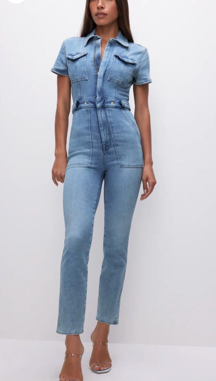 Good American Fit for Success Denim Jumpsuit Blue Wash Size Small NWT Nordstrom
